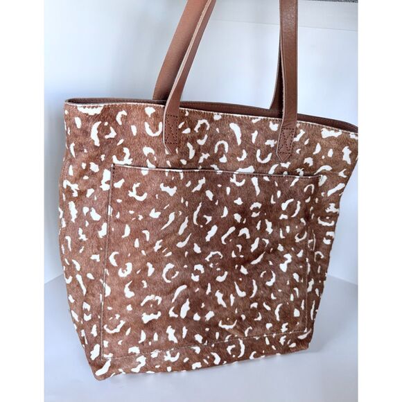 NWT Madewell The Medium Transport Tote Printed Calf Hair Edition in Pecan Multi - Picture 10 of 15